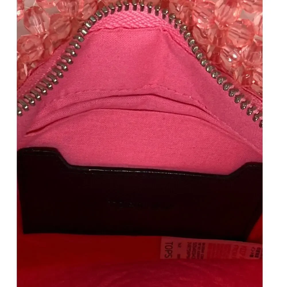 Topshop Pink Beaded Shoulder Bag Y2K Inspired Mini Purse Chain Strap - Picture 5 of 7